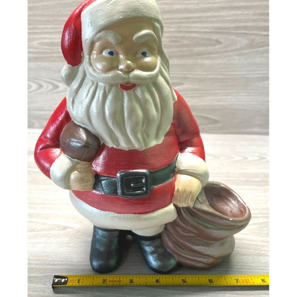 Vintage Christmas Figure Santa Toy Sack & Football Handpainted Ceramic Heavy - Picture 11 of 12